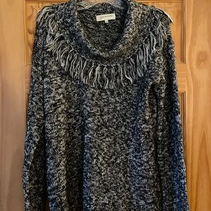 Jones New York Charcoal and White Turtleneck Sweater